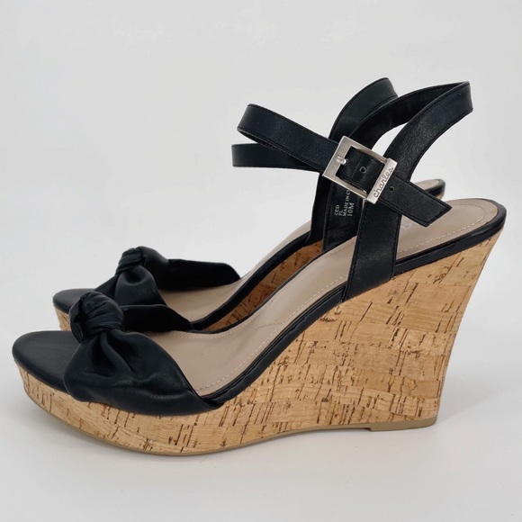 Charles David Shoes - Charles David Lolly Bow Cork Wedge Heel Vegan Leather